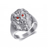 BA0315SR BOBIJOO Jewelry Lion head ring Small model Child Steel Red Eyes