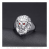 Anello testa di leone Modello piccolo Bambino Steel Eyes Red bobijoo