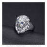 BA0315SB BOBIJOO Jewelry Anillo de cabeza de león Modelo pequeño Niño Acero Azul Ojos