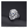 Bague tete de lion Petit modèle Enfant Acier Yeux Bleu bobijoo