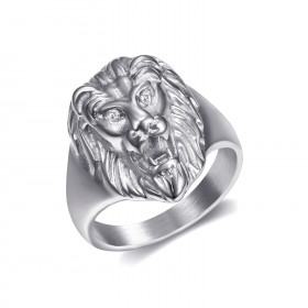 Bague tete de lion Petit modèle Enfant Acier Yeux Diamant bobijoo