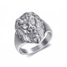 BA0315ST BOBIJOO Jewelry Anillo cabeza de león Modelo pequeño Niño Acero Ojos Diamante