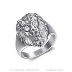 Bague tete de lion Petit modèle Enfant Acier Yeux Diamant bobijoo