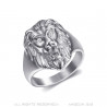 Bague tete de lion Petit modèle Enfant Acier Yeux Diamant bobijoo