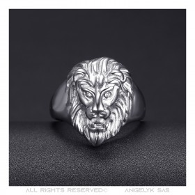 BA0315ST BOBIJOO Jewelry Lion head ring Small model Child Steel Eyes Diamond