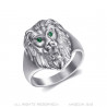 BA0315SV BOBIJOO Jewelry Anillo de cabeza de león Modelo pequeño Niño Acero Ojos verdes