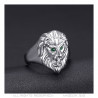 BA0315SV BOBIJOO Jewelry Lion head ring Small model Child Steel Green Eyes