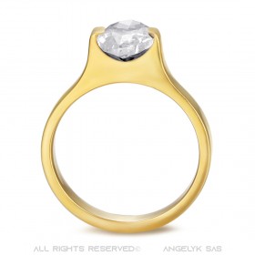 Solitaire bague façon marquise, Acier inoxydable et Or bobijoo