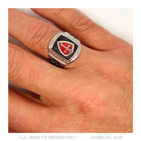 BA0182 BOBIJOO Jewelry Templar ring Signet ring man Red cross Shield Steel