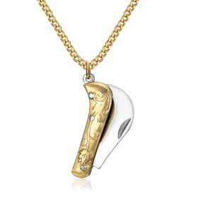 PE0343 BOBIJOO Jewelry Colgante Proxy mini cuchillo y cadena Acero inoxidable Oro