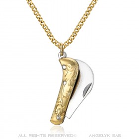 PE0343 BOBIJOO Jewelry Proxy pendant mini knife and chain Stainless steel Gold