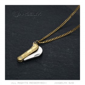 PE0343 BOBIJOO Jewelry Colgante Proxy mini cuchillo y cadena Acero inoxidable Oro