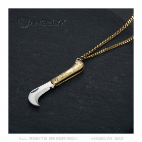 PE0343 BOBIJOO Jewelry Colgante Proxy mini cuchillo y cadena Acero inoxidable Oro