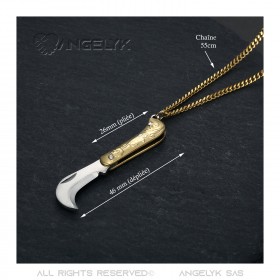 PE0343 BOBIJOO Jewelry Proxy pendant mini knife and chain Stainless steel Gold