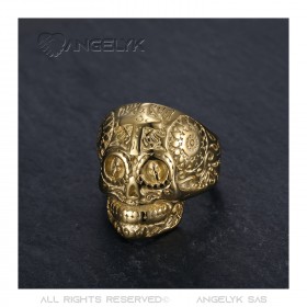 BA0204 BOBIJOO Jewelry Totenkopf Biker Mexiko Totenkopf Ring Edelstahl Gold