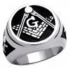 BA0063B BOBIJOO Jewelry Freemason Ring Man Cabochon Style Stainless Steel