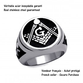 Bague franc-maçon Homme Style cabochon Acier Inoxydable bobijoo