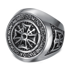 BA0038 BOBIJOO Jewelry Templerring Siegelring Mann Freimaurer Edelstahl