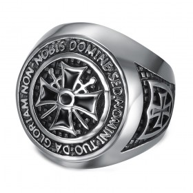 Bague templier Chevalière ronde homme Franc-maçon Acier inoxydable bobijoo