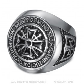 Templar ring round knight Freemason man stainless steel bobijoo