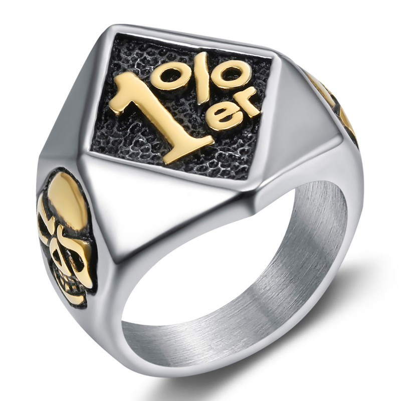 Anillo 1% motorista hombre calavera acero bobijoo