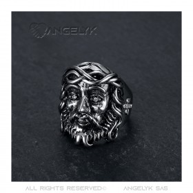 Bague Jésus Homme Acier inoxydable Croix Diamants bobijoo