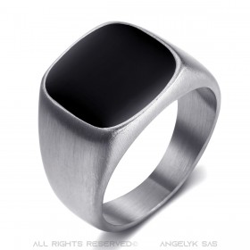 BA0286 BOBIJOO Jewelry Cabochon Ring Man Stainless Steel Matte Silver