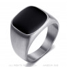 BA0286 BOBIJOO Jewelry Anillo Cabujón Hombre Acero Inoxidable Plata Mate