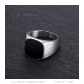 BA0286 BOBIJOO Jewelry Cabochon Ring Man Stainless Steel Matte Silver