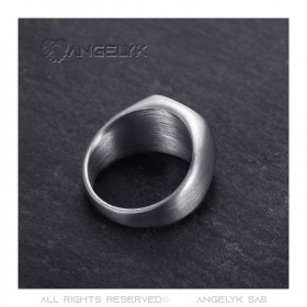 BA0286 BOBIJOO Jewelry Anillo Cabujón Hombre Acero Inoxidable Plata Mate