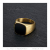 BA0287 BOBIJOO Jewelry Anillo Cabujón Hombre Acero Inoxidable Oro Mate