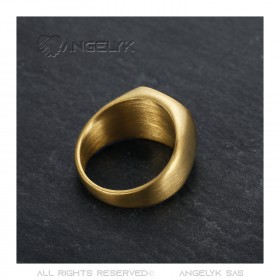 Bague cabochon Homme Acier Inoxydable Or Mat bobijoo