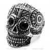 BA0331 BOBIJOO Jewelry Mexican skull ring Steel Silver Black eyes