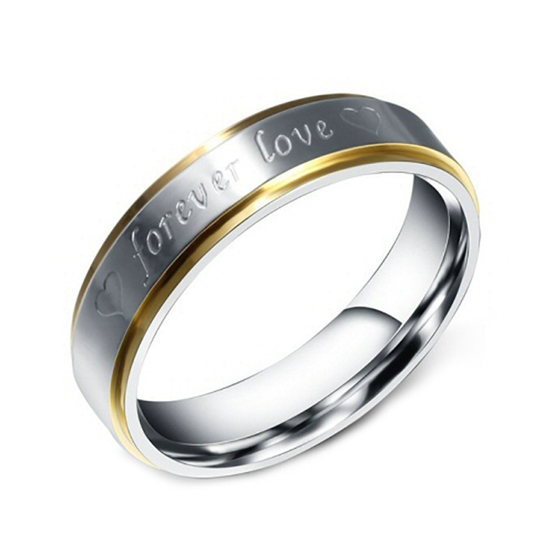 AL0022 BOBIJOO Jewelry Allianz-Stahl-Silber-Draht Vergoldet, Gold Mixed-Forever Love