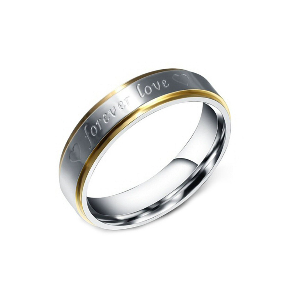 Alliance Acier Argenté Fil Doré à l'Or Fin Mixte Forever Love bobijoo