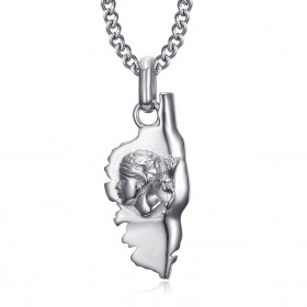 Pendentif Corse Ile de beauté Tête de Maure Acier Argent bobijoo