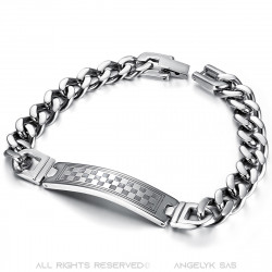 Curb Chain Bracelet Man Paver Mosaic, Checkerboard, Rectangle  IM#21343