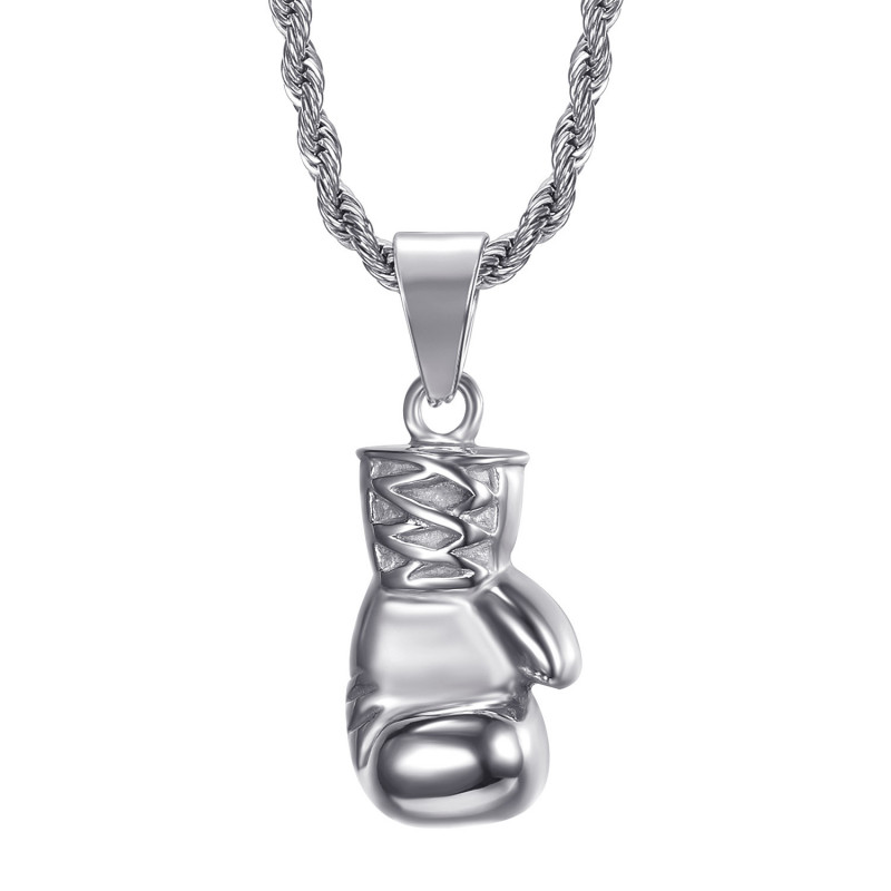 PE0324S BOBIJOO Jewelry Silver boxing glove pendant Stainless steel