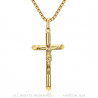 PE0345 BOBIJOO Jewelry Collar cruz con Cristo, joya fina y discreta Acero Oro