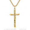 PE0345 BOBIJOO Jewelry Cross necklace with Christ, fine and discreet jewel Steel Gold