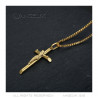 Collana Croce con Cristo, gioiello fine e discreto Acciaio Oro bobijoo