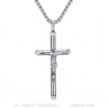 Collier croix avec Christ, bijou fin et discret Acier Argent bobijoo
