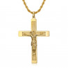 PE0346 BOBIJOO Jewelry Cruz colgante con Cristo, 55mm Acero y Oro, cadena torcida