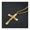 PE0346 BOBIJOO Jewelry Cruz colgante con Cristo, 55mm Acero y Oro, cadena torcida