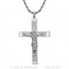 PE0346S BOBIJOO Jewelry Kreuzanhänger mit Christus, 55 mm Versilberter Stahl, gedrehte Kette