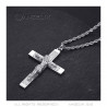 PE0346S BOBIJOO Jewelry Cross pendant with Christ, 55mm Silver-plated steel, twisted chain