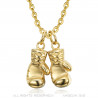 PE0347 BOBIJOO Jewelry Double boxing glove pendant Gold Stainless steel Chain 60cm