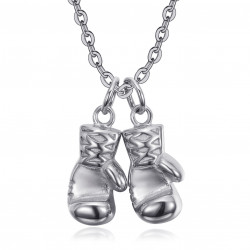 PE0347S BOBIJOO Jewelry Double boxing glove pendant Stainless steel Chain 60cm