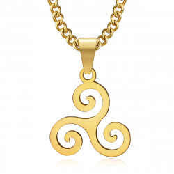 PE0348 BOBIJOO Jewelry Breton jewel Triskel pendant Celtic symbol Steel and Gold