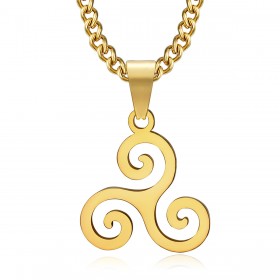 Bijou breton Pendentif triskel Symbole celte Acier et Or bobijoo